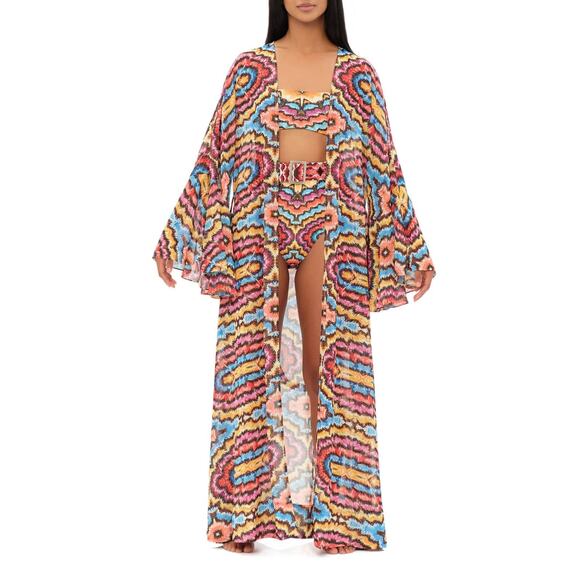 Andrea Iyamah Other - NWOT Andrea Iyamah Long Sleeve Chiffon Robe Swim Cover-Up Multi Women's Size S/M
